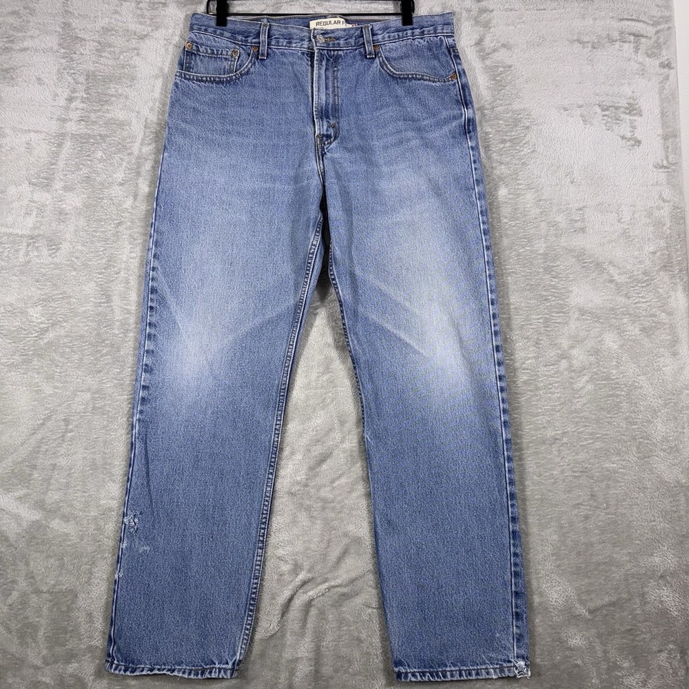 Vintage Levis 505 Jeans Denim Blue Mens 36x32 Fits 35x31 Straight Leg Light Wash - Picture 1 of 16